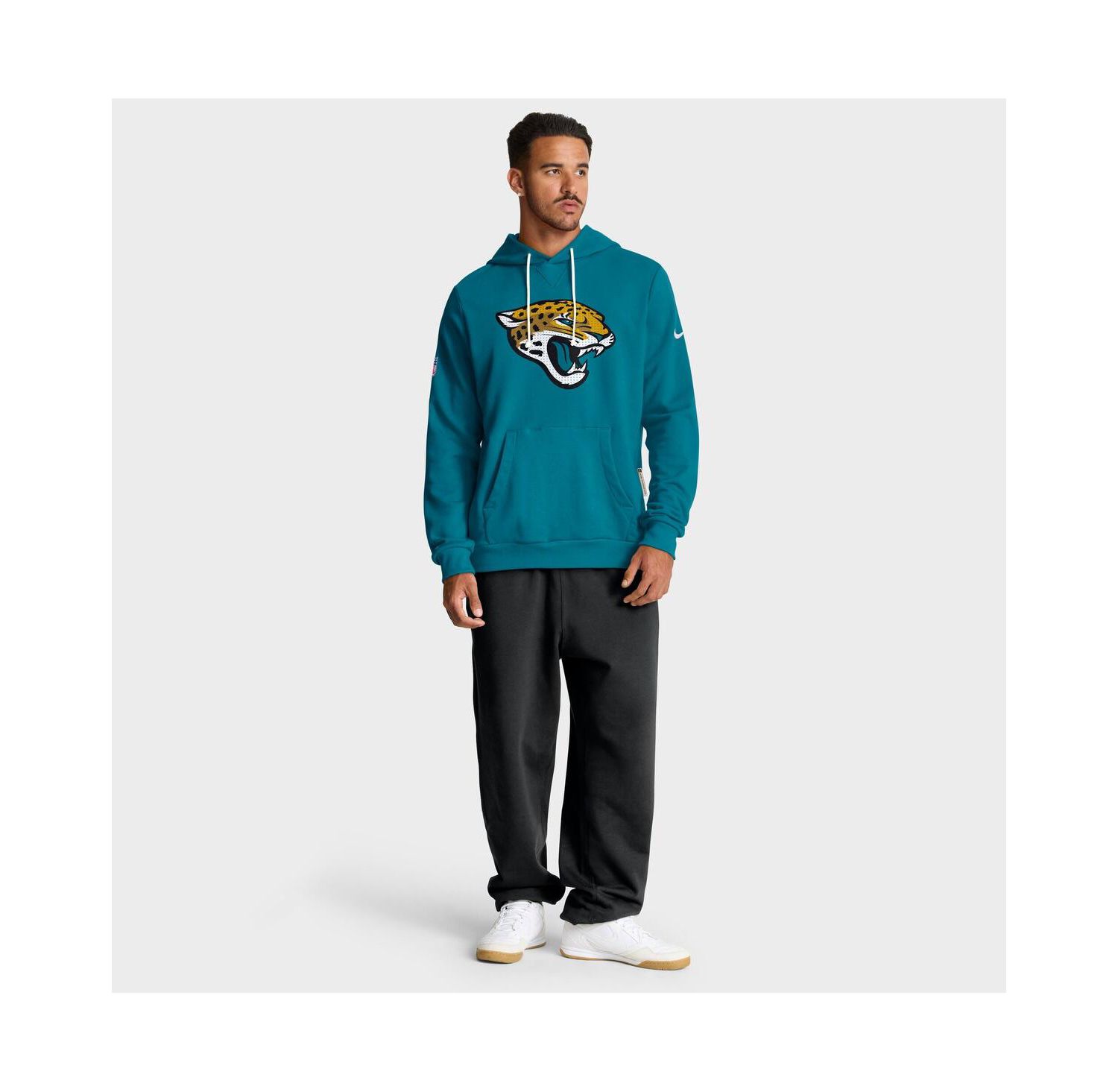 Men's Teal Jacksonville Jaguars Sideline Initial Home Performance Pullover Hoodie
