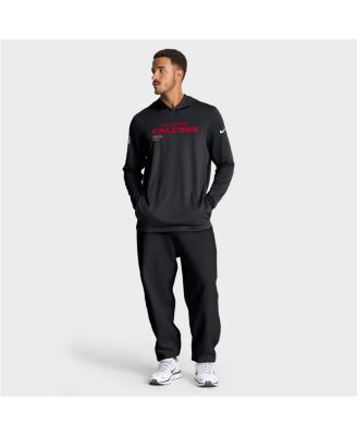 Men's Black Atlanta Falcons Sideline Pure Fury Performance Long Sleeve Hoodie T-Shirt