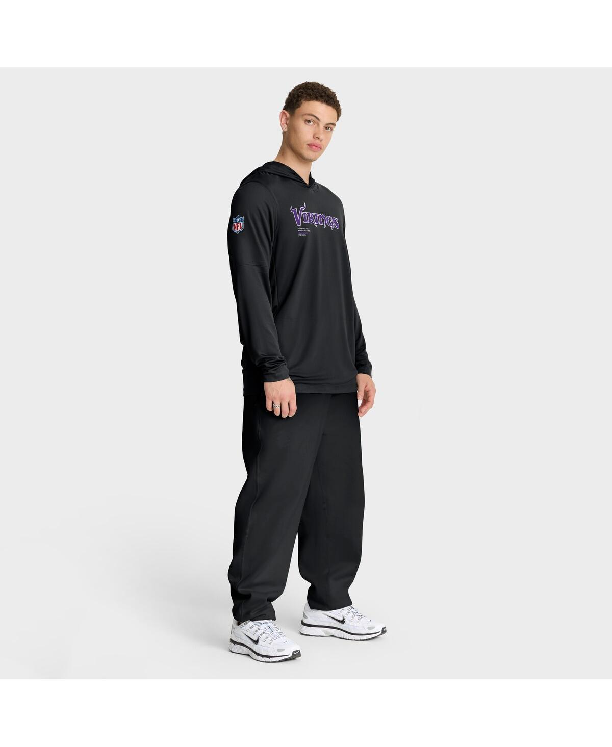 Nike Black Minnesota Vikings Sideline Pure Fury Performance Long Sleeve Hoodie T-shirt In Black