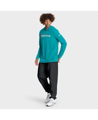 Men's Aqua Miami Dolphins Sideline Pure Fury Performance Long Sleeve Hoodie T-Shirt