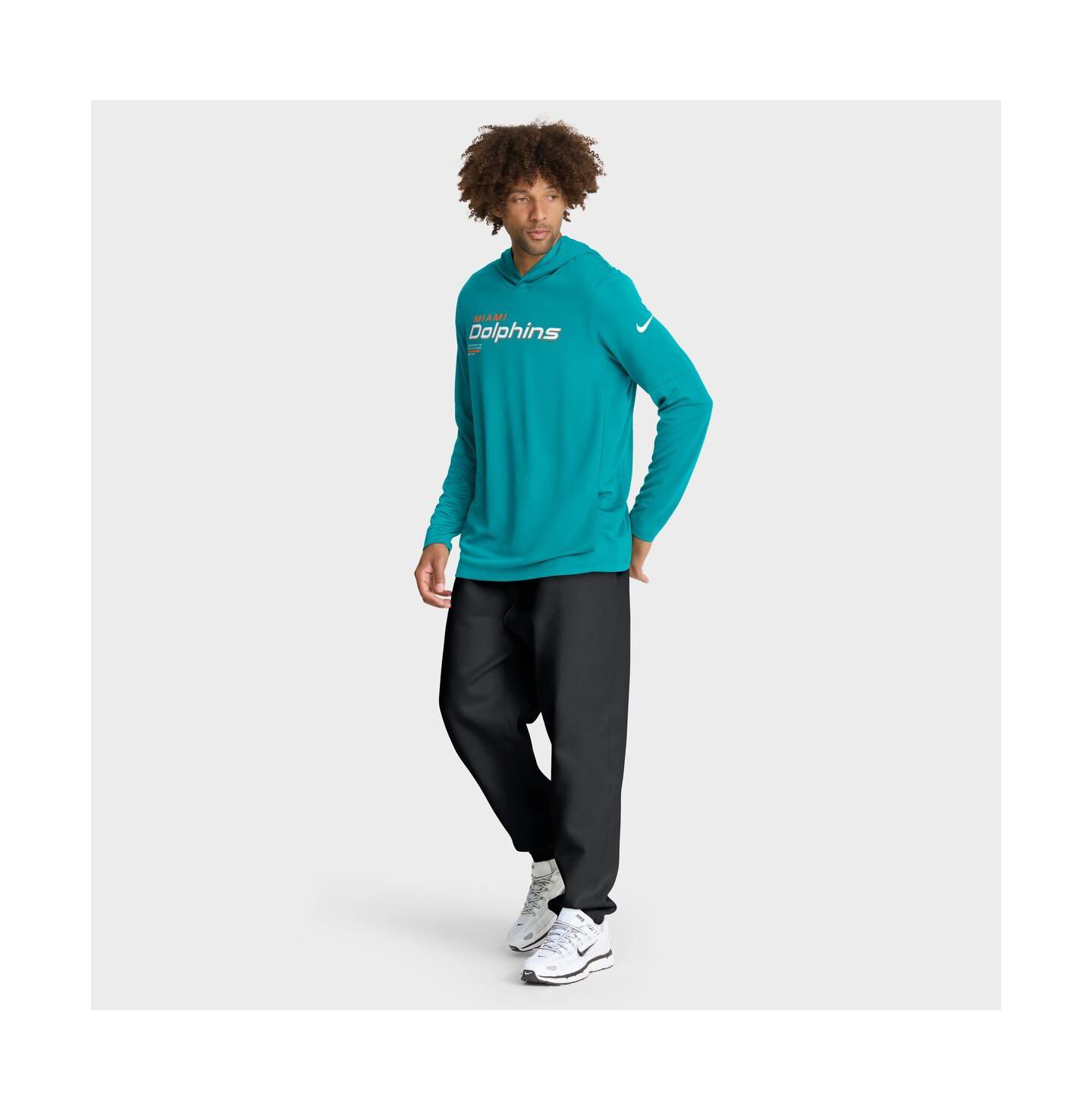 Мужское худи Nike Aqua Miami Dolphins Sideline Pure Fury Performance Long Sleeve T-Shirt — фото 3