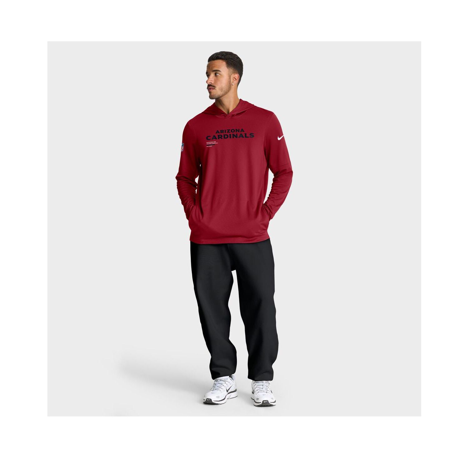 Men's Cardinal Arizona Cardinals Sideline Pure Fury Performance Long Sleeve Hoodie T-Shirt
