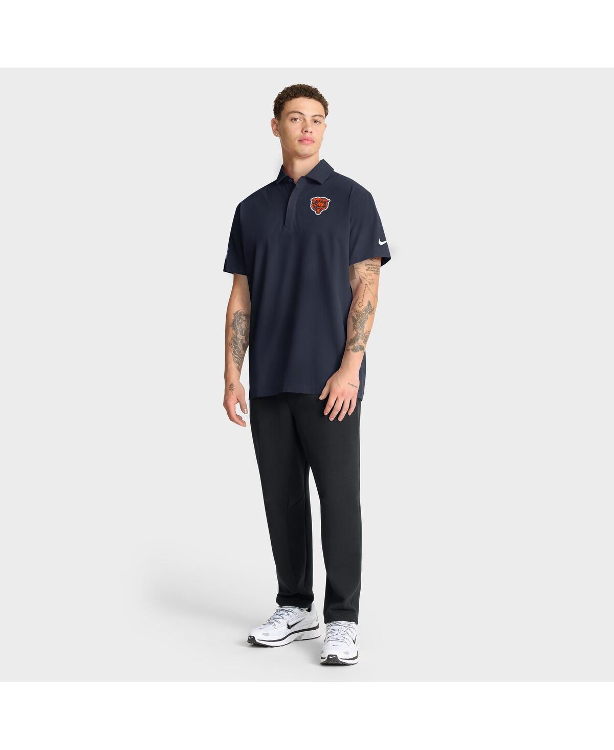 Nike Navy Chicago Bears Sideline City Pride Woven Performance Polo In Black
