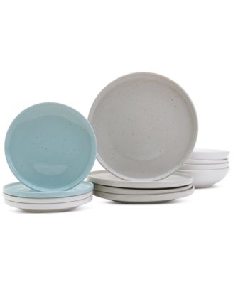 Haven - Modern Speckle Mixed Color 12-Pc. Dinnerware Set, Service for 4