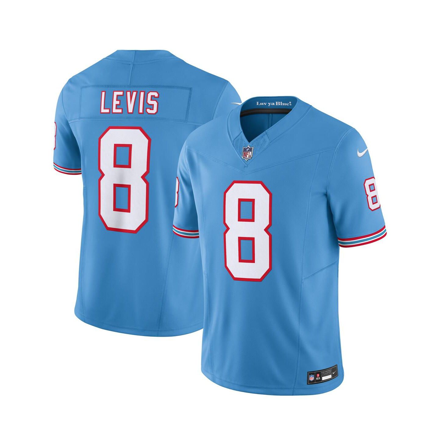 Мужской топ Nike Will Levis Light Blue Tennessee Titans Alternate Oilers Throwback Vapor F.U.S.E. Limited Jersey — фото 1