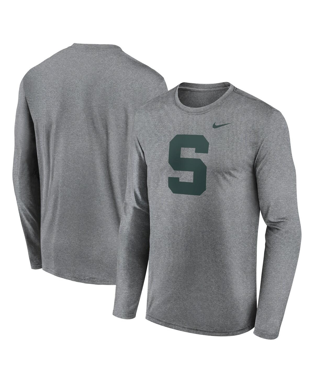 Men's Heather Gray Michigan State Spartans Primetime Alternate Logo Legend Performance Long Sleeve T-Shirt - Heather Gray