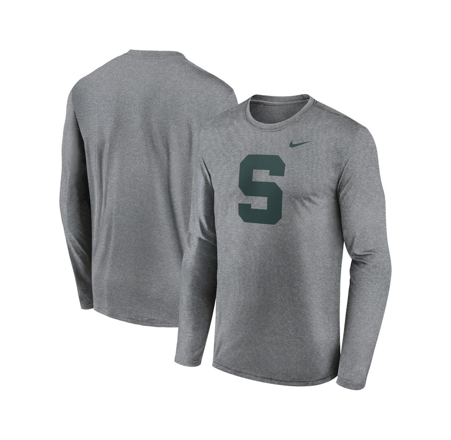 Men's Heather Gray Michigan State Spartans Primetime Alternate Logo Legend Performance Long Sleeve T-Shirt