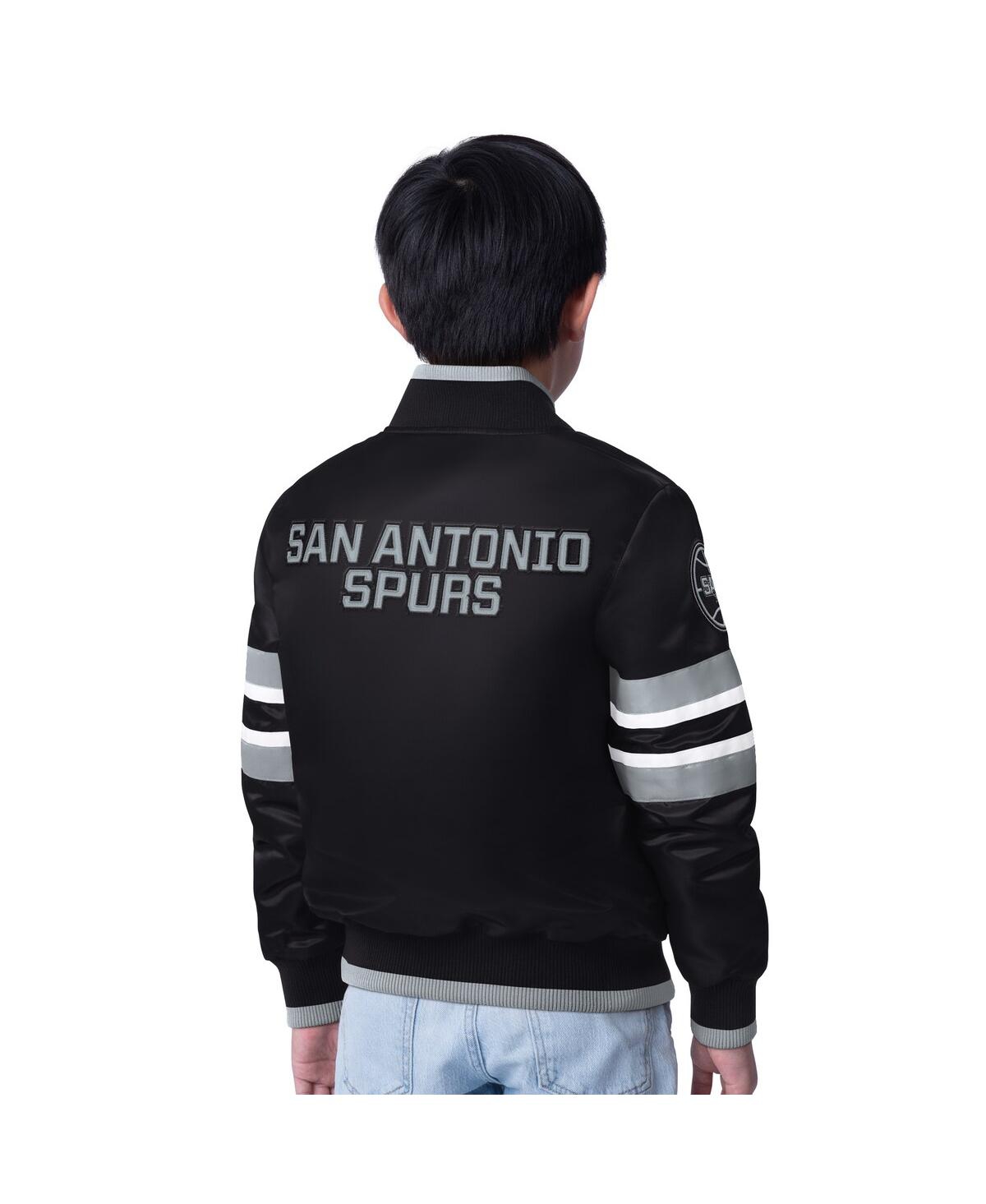 Starter Big Boys And Girls Black San Antonio Spurs Scout Varsity Full-snap Jacket In Black