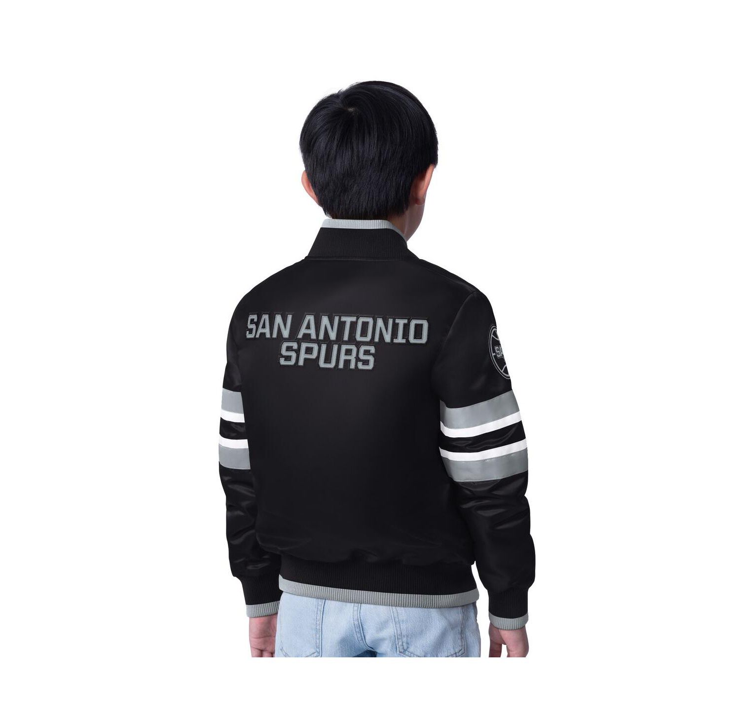 Big Boys and Girls Black San Antonio Spurs Scout Varsity Full-Snap Jacket