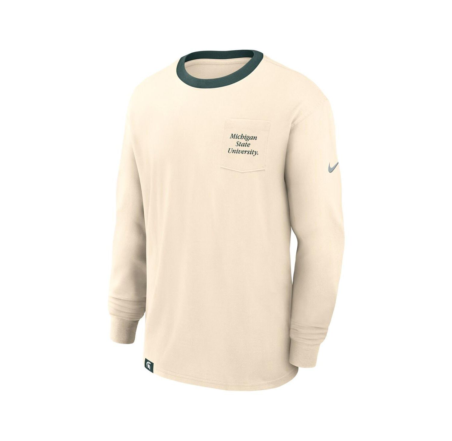 Men's Natural Michigan State Spartans Athletic Prep Max90 Pocket Logo Long Sleeve T-Shirt