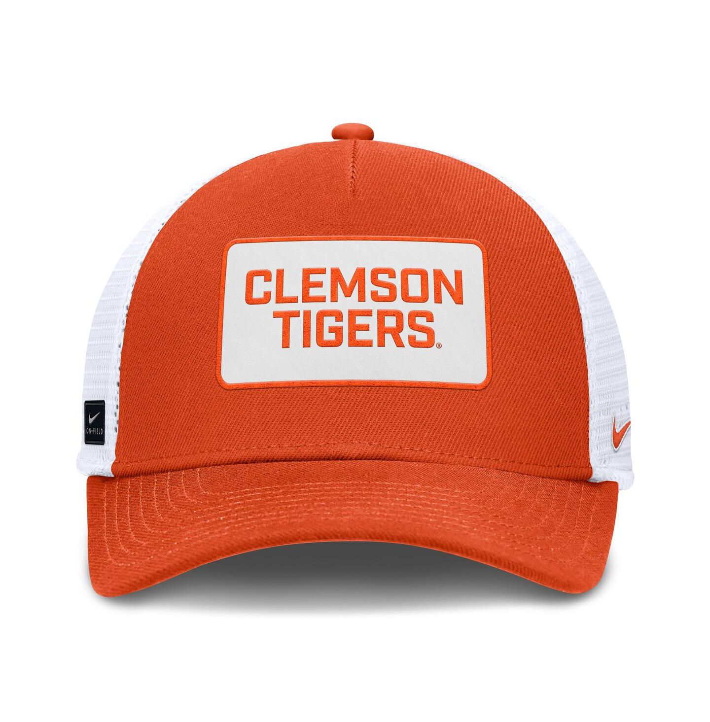 Мужская кепка Nike Orange/White Clemson Tigers 2025 On-Field Rise Patch Trucker Adjustable Hat — фото 2