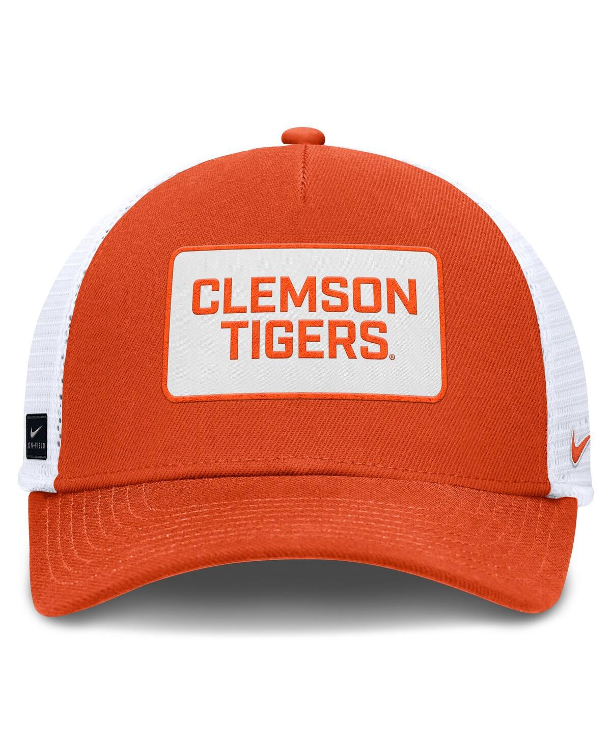 Nike Men's Orange/white Clemson Tigers 2025 On-field Rise Patch Trucker Adjustable Hat In Multi