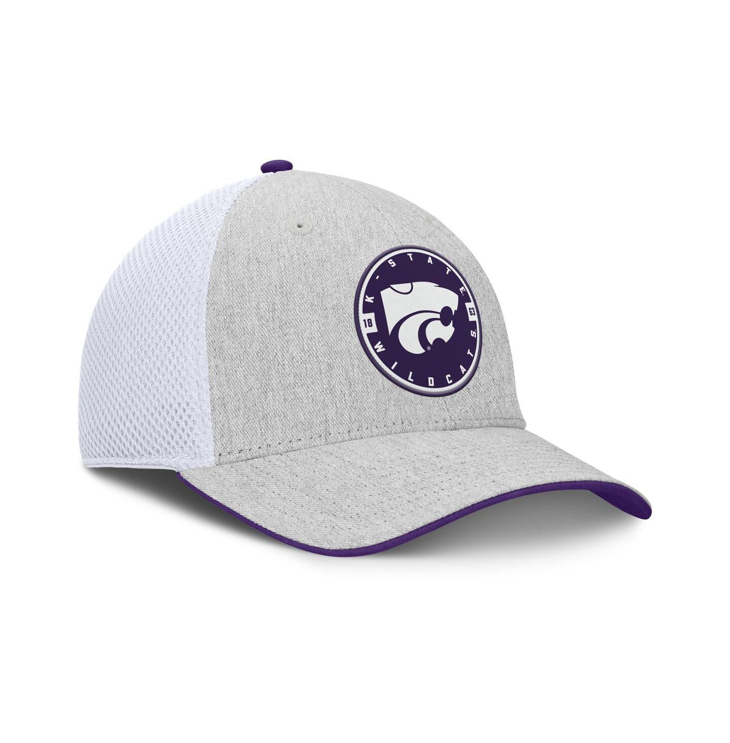Мужская кепка Fanatics Heather Gray/White Kansas State Wildcats Trigger Flex Hat — фото 3