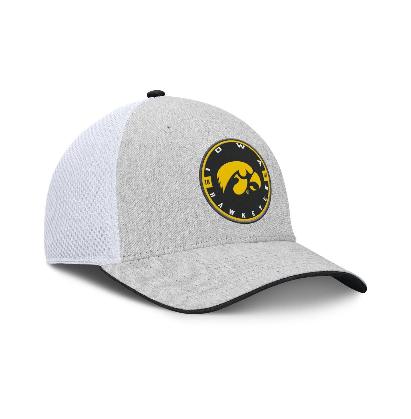 Мужская кепка Fanatics Heather Gray/White Iowa Hawkeyes Trigger Flex Hat — фото 3