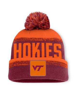 Fanatics - Men's Maroon/Orange Virginia Tech Hokies Thrive Cuffed Knit with Pom Hat