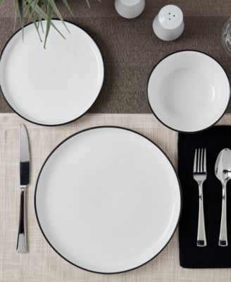 Black Rim 12 Pc. Dinnerware Set, Service for 4, Exclusively at Macy's