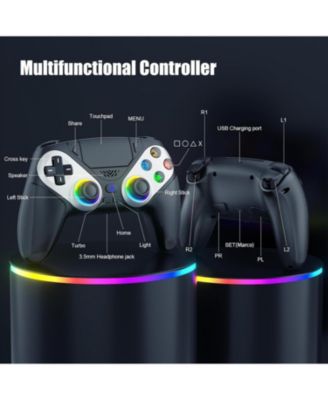 LED Wireless Controller for PS5, Compatible with PS5 Pro/Slim/PC, Dual Vibration, Turbo, 6-Axis Motion, 3.5mm Audio Jack, Speaker & Customizable Colors