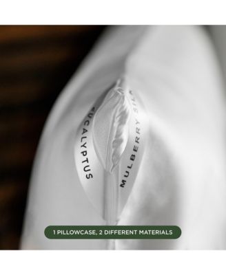 DualSilk Pillowcase, 22-Momme 100% Mulberry Silk & Eucalyptus Blend, Soft, Breathable & Luxurious – Standard Size