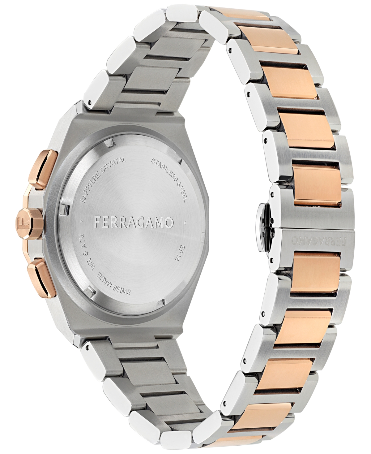 Ferragamo Men's Swiss Chronograph Edge Two-tone Stainless Steel Bracelet Watch 42mm In Multi
