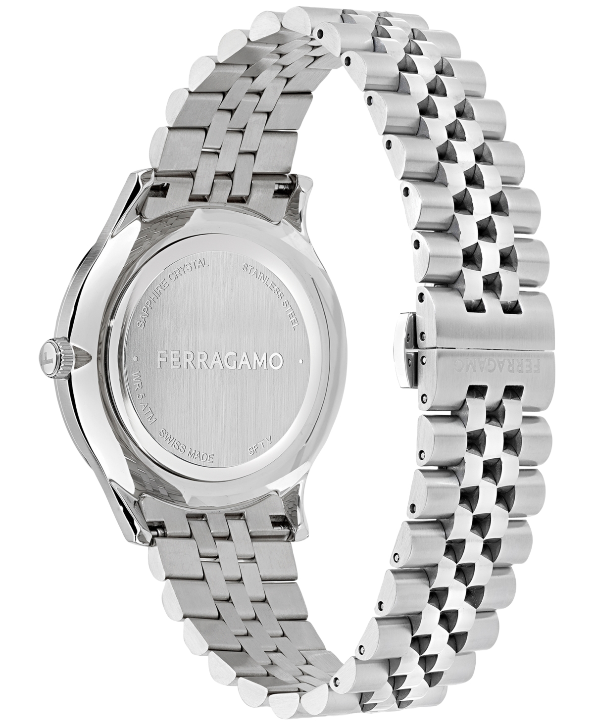 Ferragamo Men's Swiss Duo Stainless Steel Bracelet Watch 40mm In Silver