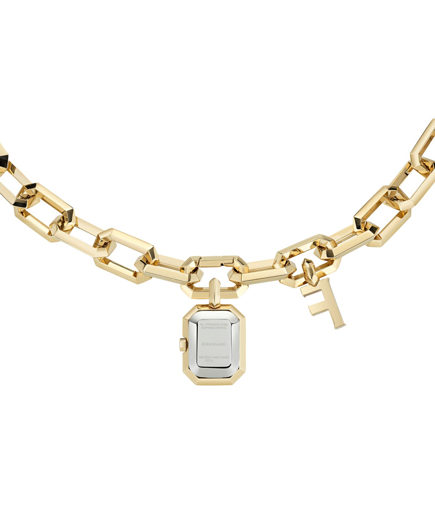 Женские часы Ferragamo Charm Gold Ion Plated Stainless Steel Link Bracelet Watch 17mm — фото 3