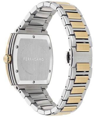 Men's Swiss F-80 Tonneau Two-Tone Stainless Steel Bracelet Watch 42mm