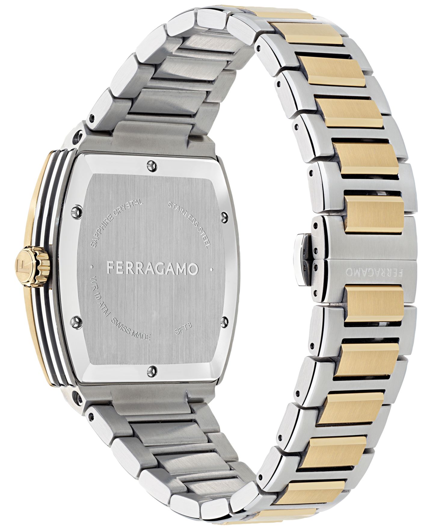 Мужские часы Ferragamo Swiss F-80 Tonneau Two-Tone Stainless Steel Bracelet Watch 42mm — фото 3