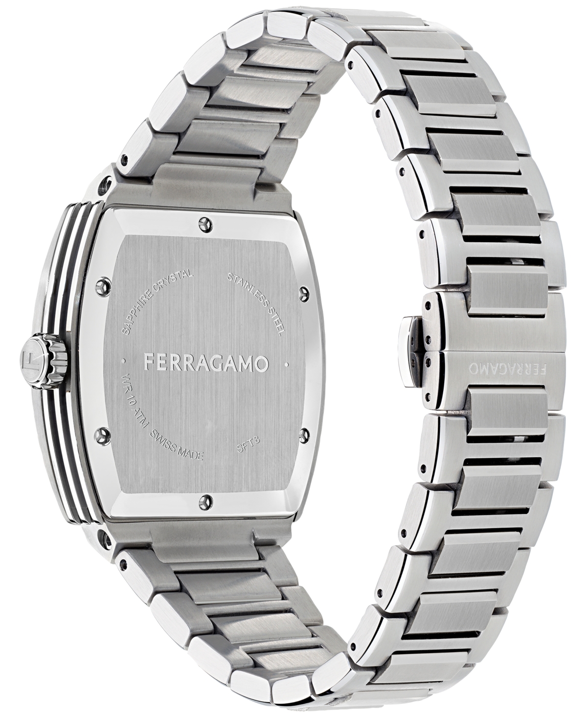 Ferragamo Men's Swiss F-80 Tonneau Stainless Steel Bracelet Watch 42mm In Silver
