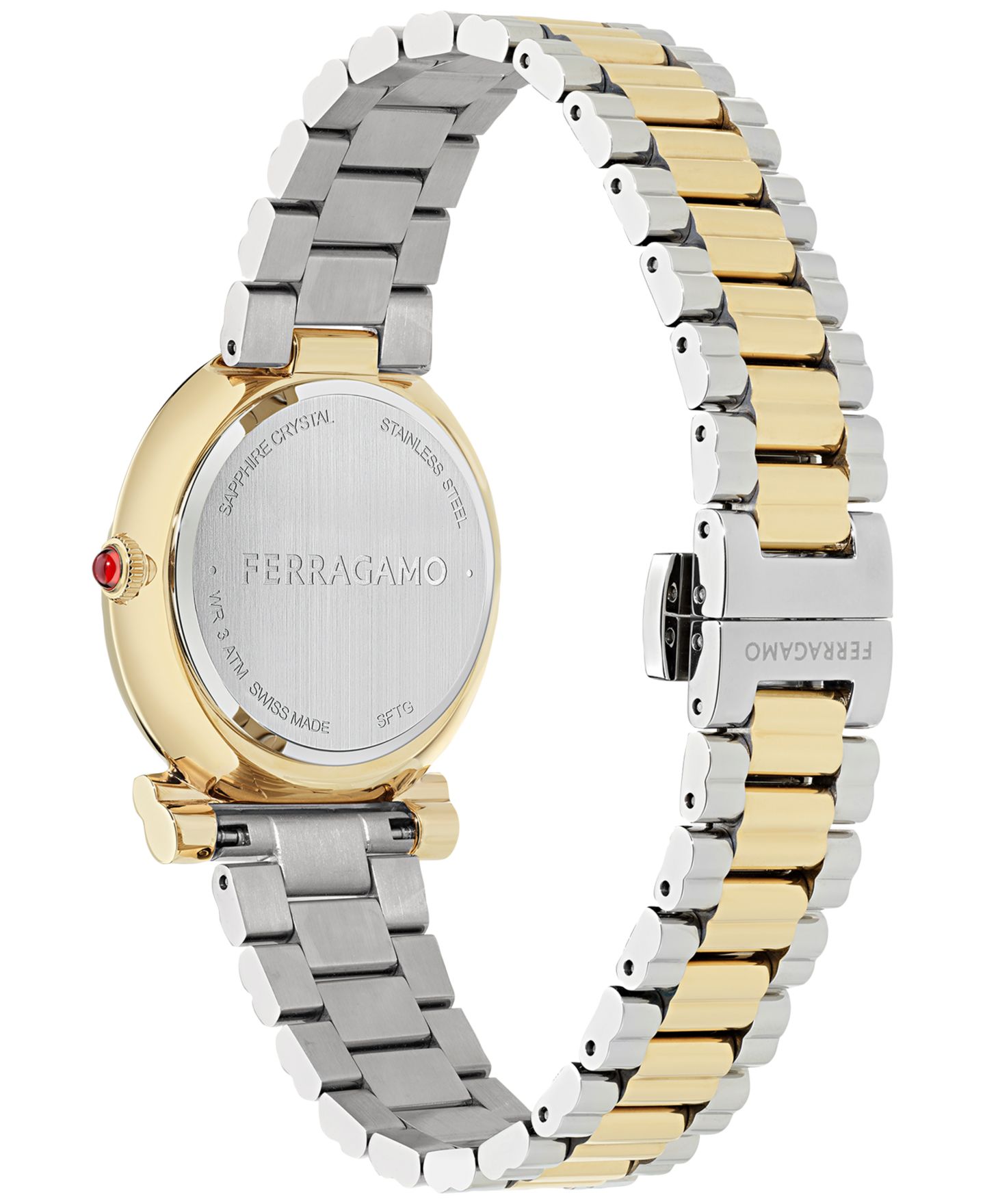 Женские часы Ferragamo Swiss Gancini Twisted Two-Tone Stainless Steel Bracelet Watch 32mm — фото 3