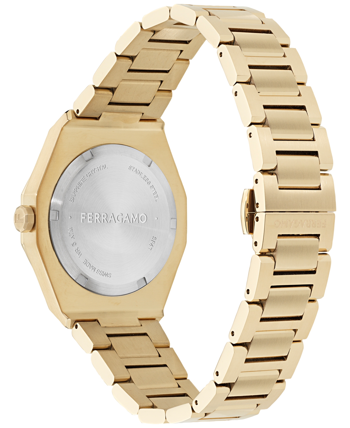 Ferragamo Men's Swiss Edge Gold Ion Plated Bracelet Watch 40mm