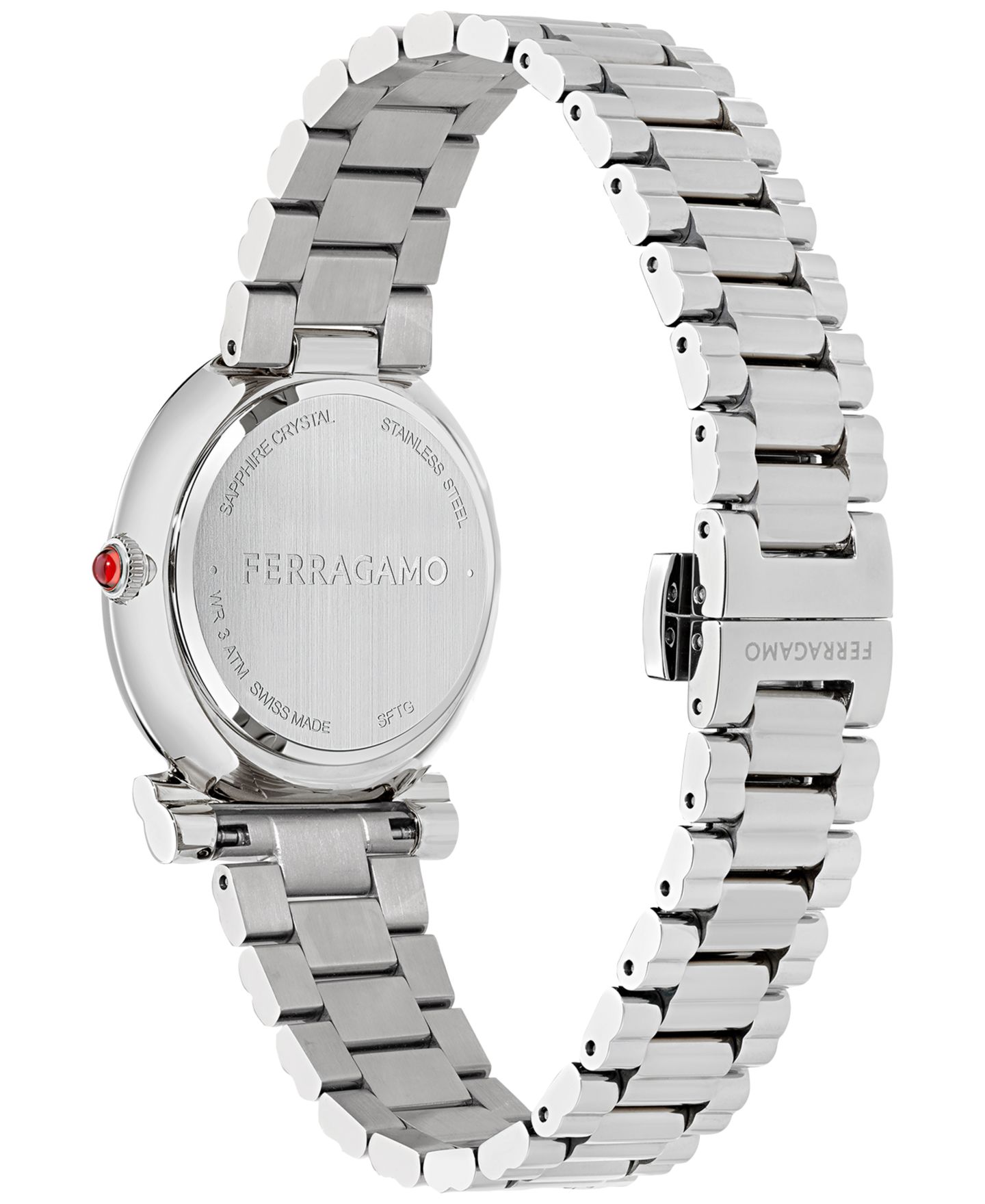 Женские часы Ferragamo Gancini Twisted Stainless Steel Case Pink Mother of Pearl Bracelet Watch 32mm — фото 3
