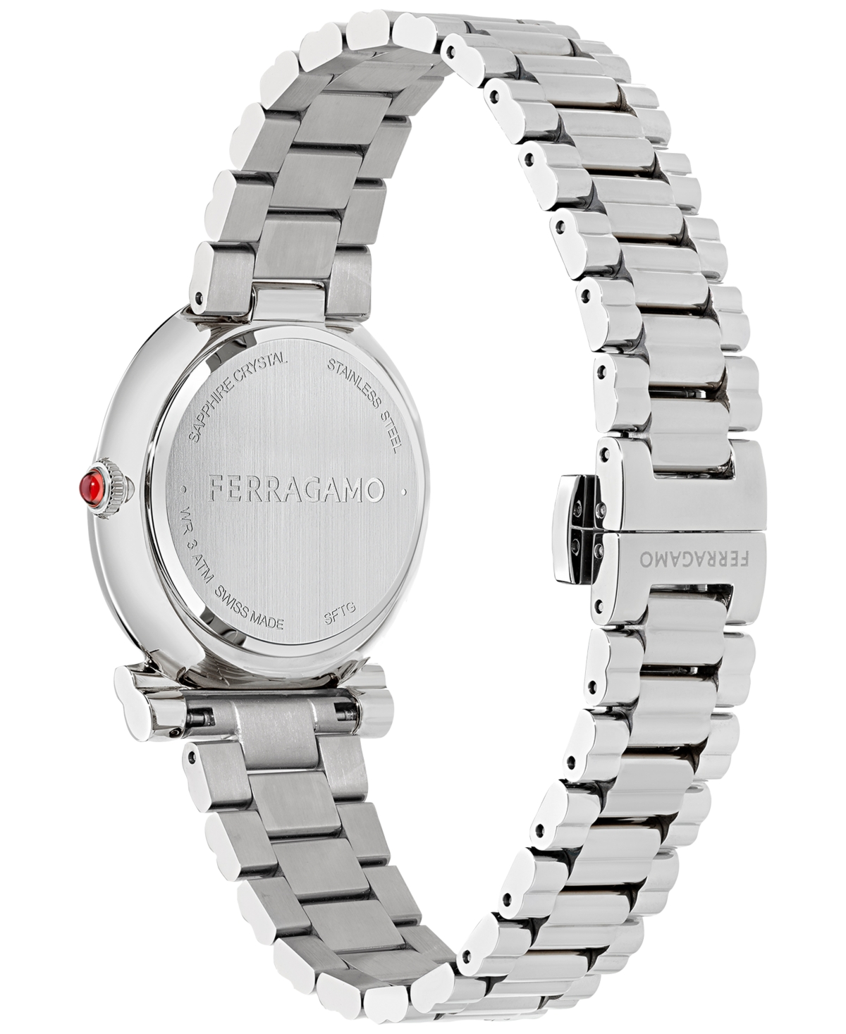 Ferragamo Gancini Twisted Women's Stainless Steel Case Pink Mother Of Pearl Bracelet Watch 32mm In Silver