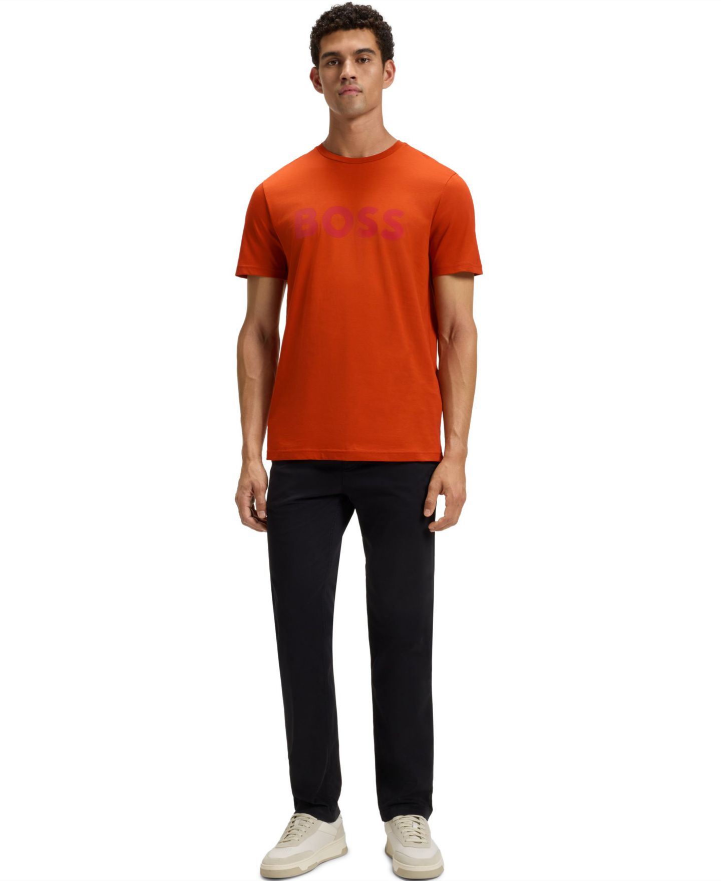 Мужская футболка Hugo Boss Cotton-Jersey Large Logo Print, цвет: Бежевый — фото 12