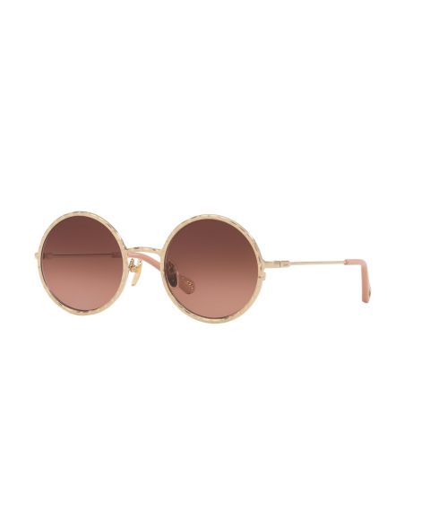 Женские солнцезащитные очки Chloe Round Etched Metal Sunglasses, CH0230S, цвет: Золотой