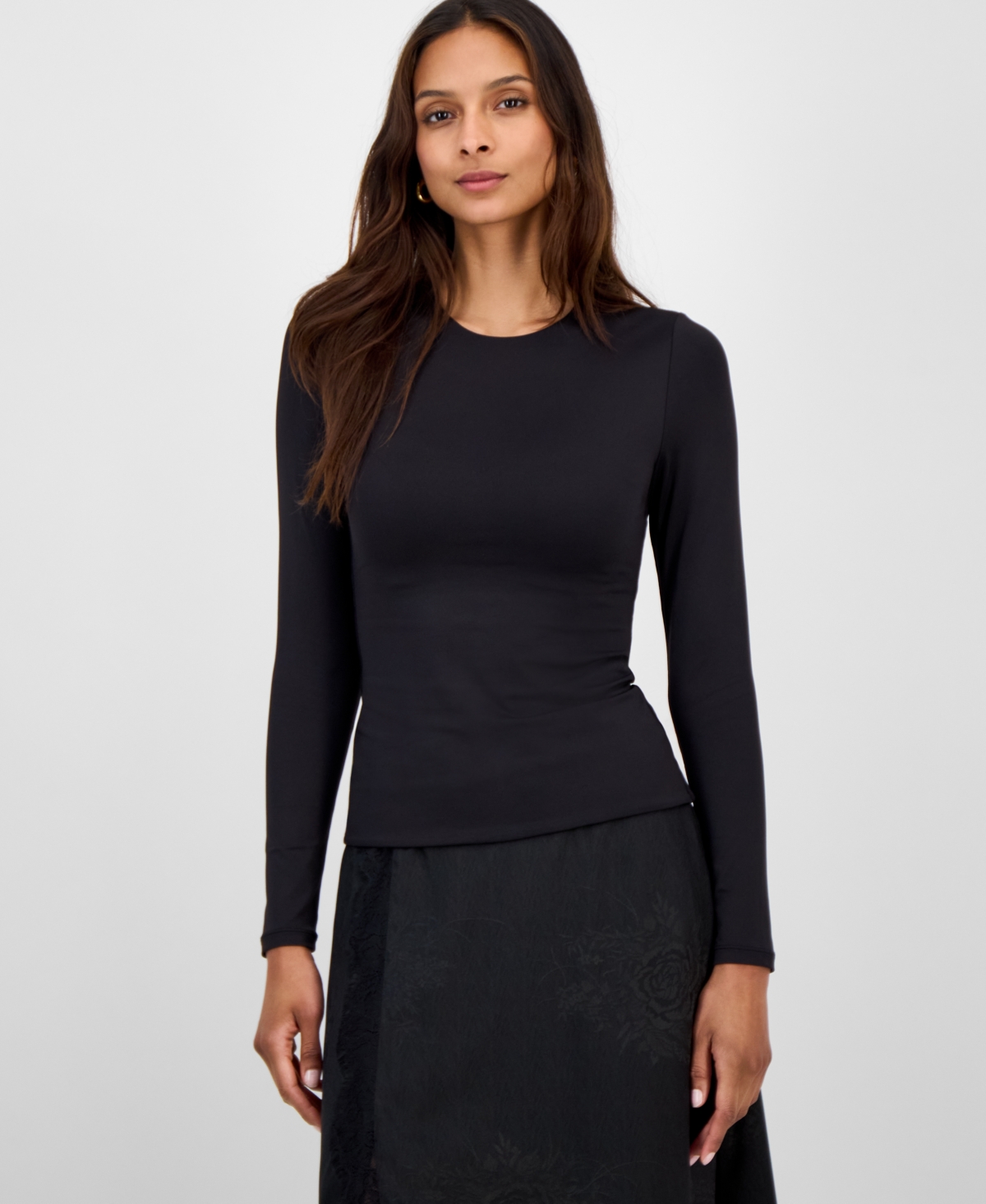 And Now This Women's Second Skin Crewneck Top, Macy's Exclusive In Black