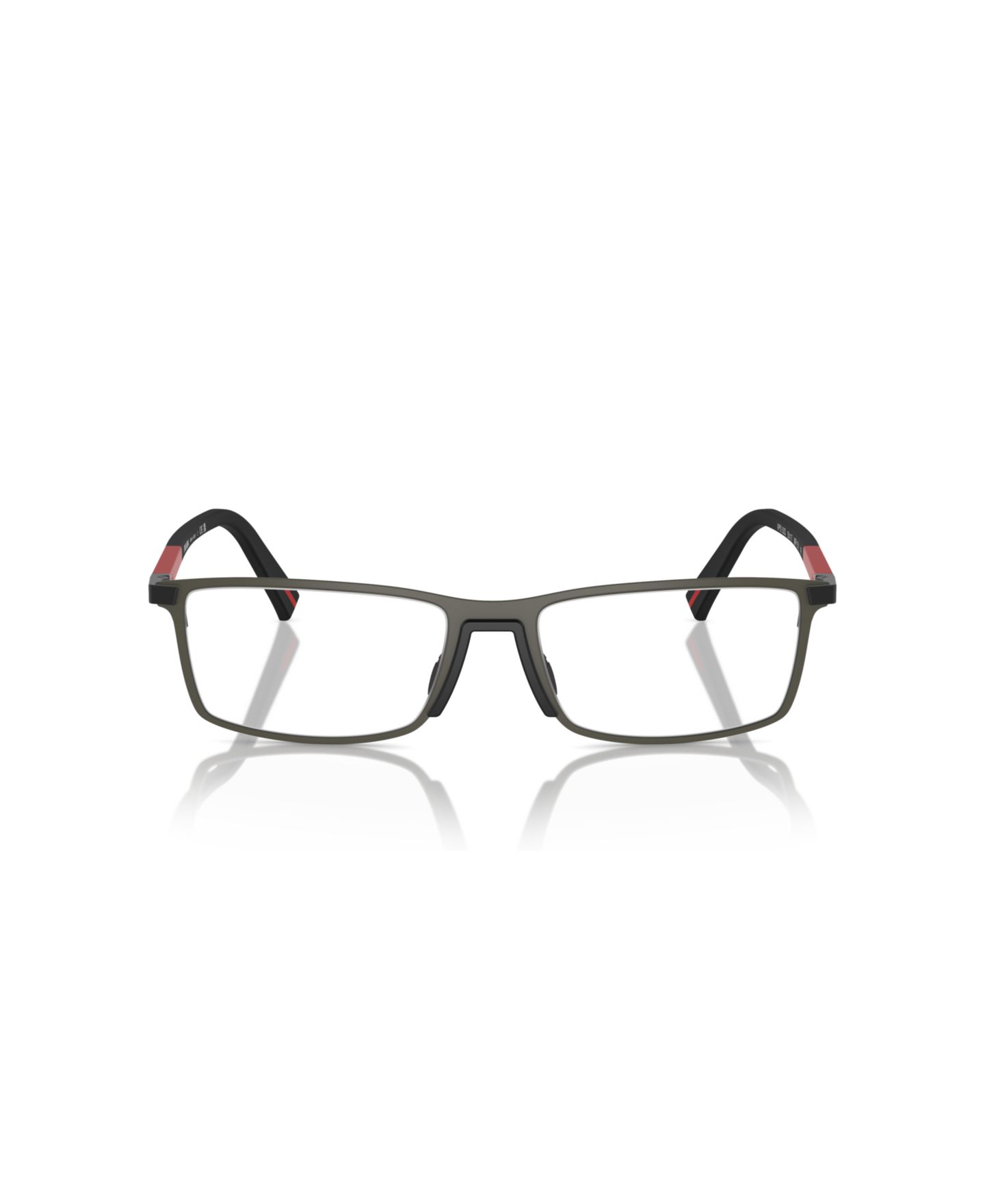 Мужские очки PRADA LINEA ROSSA Man Rectangle Metal PS 53QV Eyeglasses, цвет: Серый каучуковый — фото 2