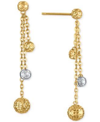 Macy's - Diamond-Cut Bead Drop Earrings in 10k Two-Tone Gold