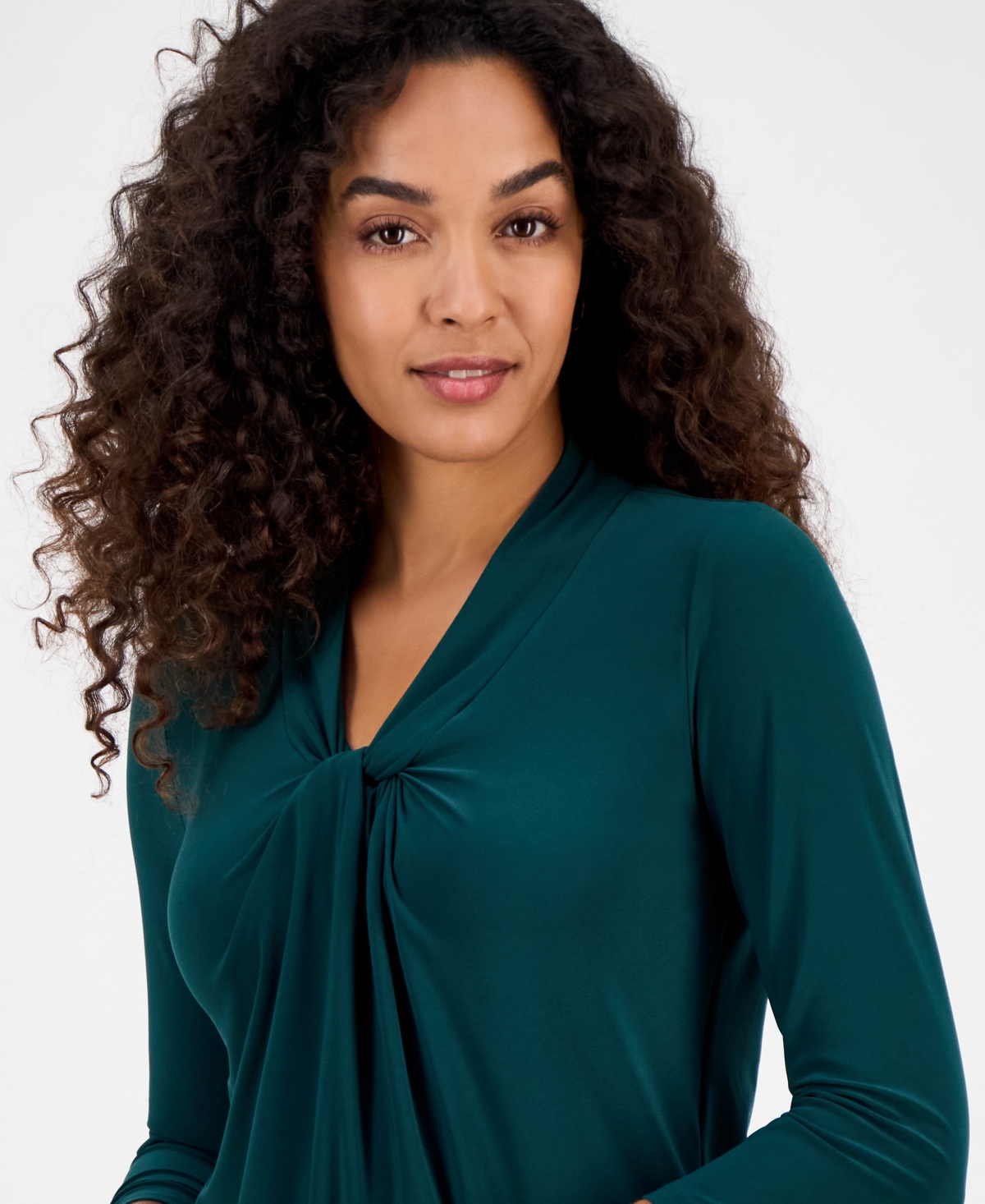 Kasper Women's Knot-front 3/4-sleeve Blouse, Regular & Petite In Green