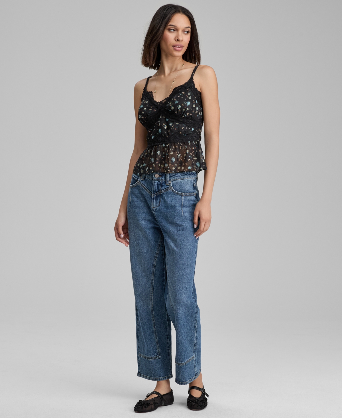 And Now This Women's Lace-trim Tie-back Tank, Macy's Exclusive In Black