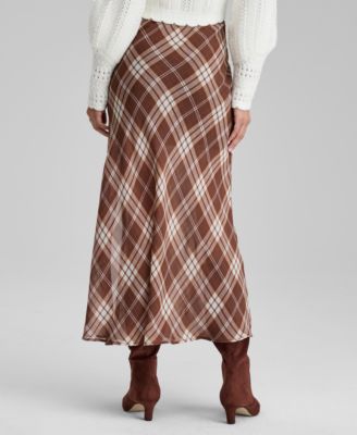 Women's Plaid Bias-Cut Slip Skirt, Macy's Exclusive