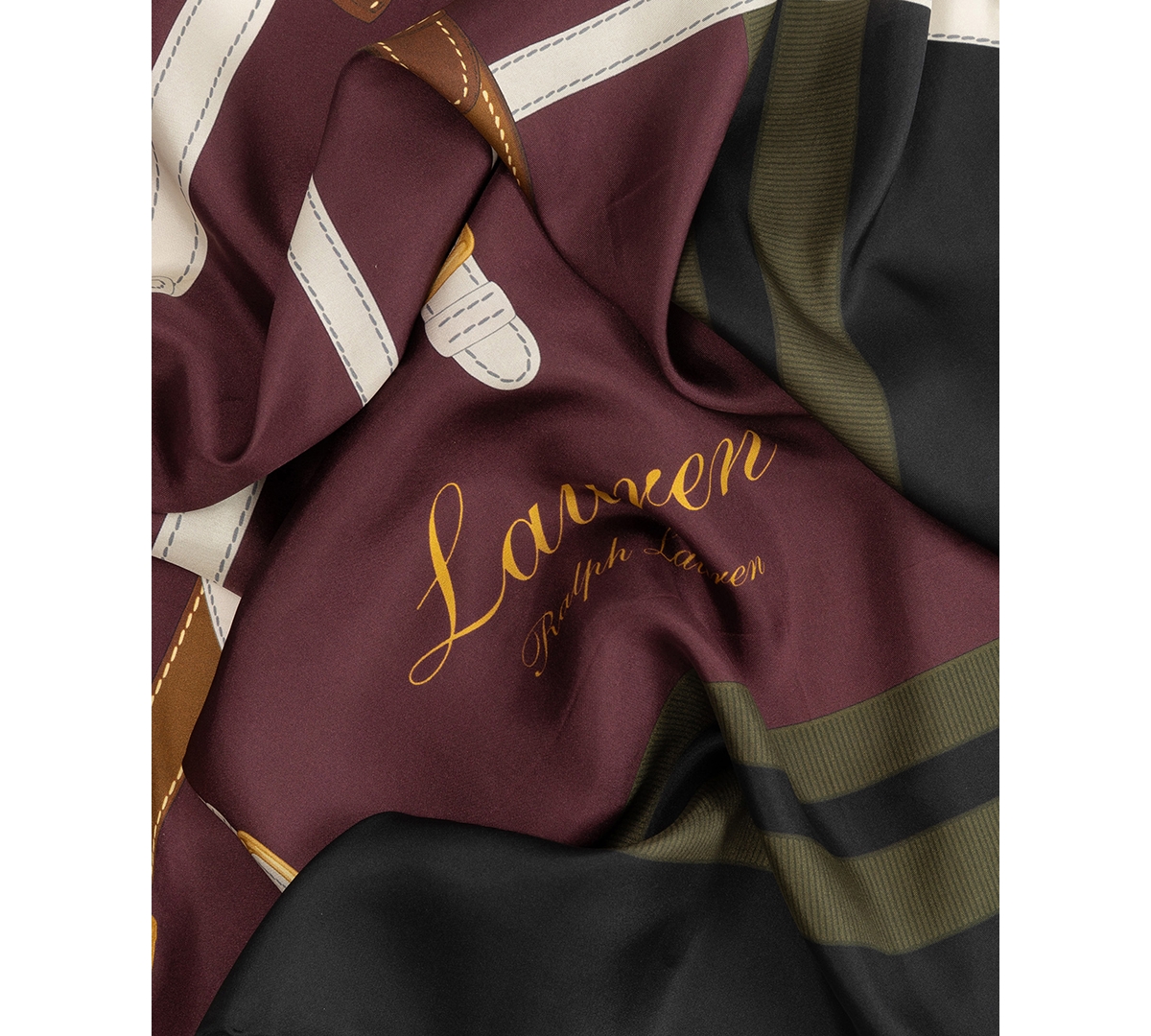 Ralph Lauren Modern Belting Square Silk Scarf In Brown