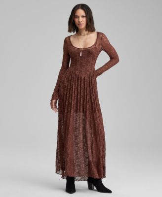 And Now This - Women's Lace Scoop-Neck Maxi Dress