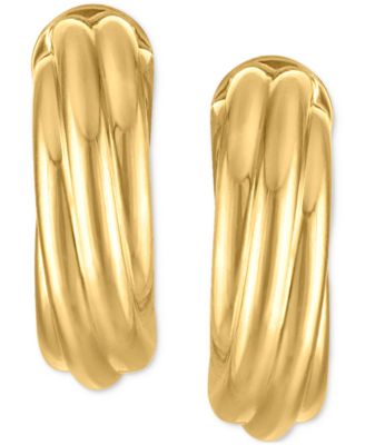 Twisted J-Hoop Extra Small Huggie Hoop Earrings in 10k Gold, 0.25"