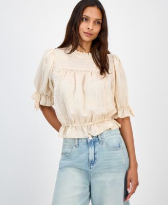 And Now This - Women's Embroidered Lace-Trim Blouse