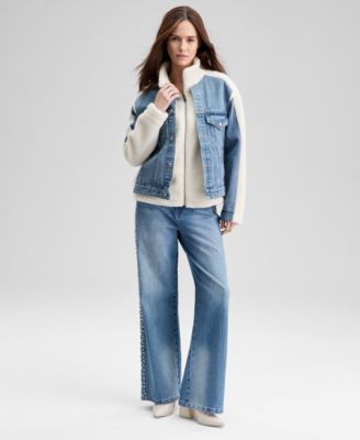 Women's Fleece Denim Jacket, Macy's Exclusive