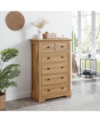 Tall Bathroom Cabinet Closet Organizers Storage Clothes with 6 Drawers