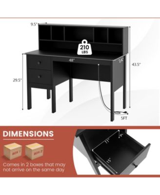 Home Office Workstation Laptop Table with Hutch and Drawers