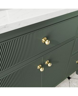 Fully Assembled 48" Freestanding Single Sink Bathroom Vanity with Solid Wood Construction and Engineered Marble Top