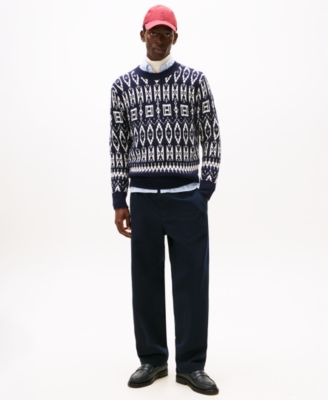 Men's Fair Isle Wool-Blend Crewneck Long Sleeve Sweater