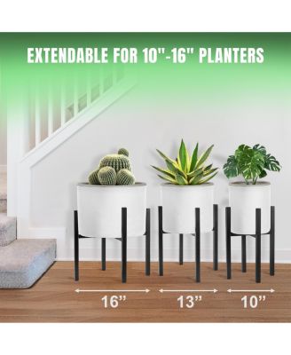 Adjustable Metal Plant Stand – Mid Century Style Flower Pot Holder, 10 to 16 Inches Planter Stand for Modern Home D&eacute;cor, Houseplants